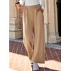 imageEVALESS Womens Wide Leg Work Pants Straight Elastic High Waisted Double Button Trousers Business Casual Pants with PocketsKhaki