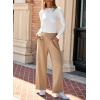 imageEVALESS Womens Wide Leg Work Pants Straight Elastic High Waisted Double Button Trousers Business Casual Pants with PocketsKhaki