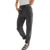 imageEVALESS Corduroy Pants for Women Casual Drawstring Elastic High Waist Straight Leg Pants Loose Comfy Trousers with PocketsB Gray