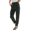 imageEVALESS Corduroy Pants for Women Casual Drawstring Elastic High Waist Straight Leg Pants Loose Comfy Trousers with PocketsB Green