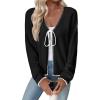 imageEVALESS Womens Cardigan Sweaters Trendy V Neck Long Sleeve Open Front Bow Tie Knit Chunky Lightweight Fall OuterwearBlack