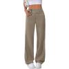 imageEVALESS Womens Elastic High Waist Straight Leg Pants Business Casual Work Pants Fall Button Down Office Outfits TrousersParchment