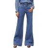 imageEVALESS Womens Jeans High Waisted Wide Leg Stretchy Baggy Denim Pants with DualButton ClosureLight Blue