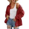 imageEVALESS Womens Lightweight Diamond Quilted Jacket Casual Winter Open Front Button Down Puffer Coat Outwear CardiganE Wine Red