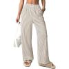 imageEVALESS Womens Striped Pants 2025 Comfy High Waist Wide Leg Lounge Pants Y2K Casual Lightweight PJ Bottoms with PocketsBeige Stripe