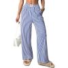 imageEVALESS Womens Striped Pants 2025 Comfy High Waist Wide Leg Lounge Pants Y2K Casual Lightweight PJ Bottoms with PocketsBlue Stripe