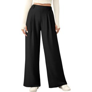 imageEVALESS Womens Wide Leg Pants High Waisted Business Work Casual Trousers 2025 Summer Comfy Palazzo Pants with PocketsBlack