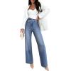 imageEVALESS Jeans for Women Trendy 2025 Overlap Waist Straight Wide Leg Stretchy Denim PantsBeau Blue