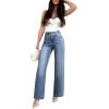 imageEVALESS Jeans for Women Trendy 2025 Overlap Waist Straight Wide Leg Stretchy Denim PantsBeau Blue