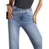 imageEVALESS Jeans for Women Trendy 2025 Overlap Waist Straight Wide Leg Stretchy Denim PantsBeau Blue