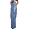 imageEVALESS Jeans for Women Trendy 2025 Overlap Waist Straight Wide Leg Stretchy Denim PantsBeau Blue