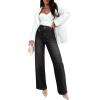 imageEVALESS Jeans for Women Trendy 2025 Overlap Waist Straight Wide Leg Stretchy Denim PantsBlack