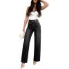 imageEVALESS Jeans for Women Trendy 2025 Overlap Waist Straight Wide Leg Stretchy Denim PantsBlack