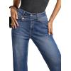 imageEVALESS Jeans for Women Trendy 2025 Overlap Waist Straight Wide Leg Stretchy Denim PantsNavy Blue