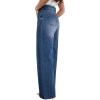 imageEVALESS Jeans for Women Trendy 2025 Overlap Waist Straight Wide Leg Stretchy Denim PantsSail Blue