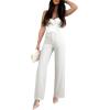 imageEVALESS Jeans for Women Trendy 2025 Overlap Waist Straight Wide Leg Stretchy Denim PantsWhite