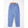 imageEVALESS Jeans for Women Wide Leg High Waisted Boyfriend Straight Leg Stretchy Cropped Denim PantsBeau Blue