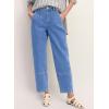 imageEVALESS Jeans for Women Wide Leg High Waisted Boyfriend Straight Leg Stretchy Cropped Denim PantsBeau Blue