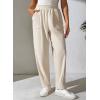 imageEVALESS Womens Corduroy Pants Elastic High Waist Pleated Wide Leg Trousers Fall Comfy Casual Baggy Pants with PocketsBeige