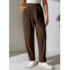 imageEVALESS Womens Corduroy Pants Elastic High Waist Pleated Wide Leg Trousers Fall Comfy Casual Baggy Pants with PocketsBrown