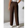 imageEVALESS Womens Corduroy Pants Elastic High Waist Pleated Wide Leg Trousers Fall Comfy Casual Baggy Pants with PocketsBrown