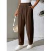 imageEVALESS Womens Corduroy Pants Elastic High Waist Pleated Wide Leg Trousers Fall Comfy Casual Baggy Pants with PocketsBrown