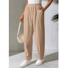 imageEVALESS Womens Corduroy Pants Elastic High Waist Pleated Wide Leg Trousers Fall Comfy Casual Baggy Pants with PocketsKhaki