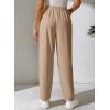 imageEVALESS Womens Corduroy Pants Elastic High Waist Pleated Wide Leg Trousers Fall Comfy Casual Baggy Pants with PocketsKhaki