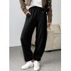 imageEVALESS Womens Fall Elastic High Waisted Baggy Pants Balloon Wide Leg Pants Woman Casual Cropped Length Trouser with PocketsBlack