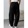 imageEVALESS Womens Fall Elastic High Waisted Baggy Pants Balloon Wide Leg Pants Woman Casual Cropped Length Trouser with PocketsBlack