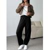 imageEVALESS Womens Fall Elastic High Waisted Baggy Pants Balloon Wide Leg Pants Woman Casual Cropped Length Trouser with PocketsBlack