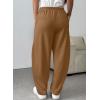 imageEVALESS Womens Fall Elastic High Waisted Baggy Pants Balloon Wide Leg Pants Woman Casual Cropped Length Trouser with PocketsCamel