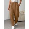 imageEVALESS Womens Fall Elastic High Waisted Baggy Pants Balloon Wide Leg Pants Woman Casual Cropped Length Trouser with PocketsCamel
