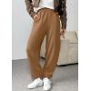 imageEVALESS Womens Fall Elastic High Waisted Baggy Pants Balloon Wide Leg Pants Woman Casual Cropped Length Trouser with PocketsCamel