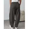imageEVALESS Womens Fall Elastic High Waisted Baggy Pants Balloon Wide Leg Pants Woman Casual Cropped Length Trouser with PocketsCarbon Grey