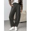 imageEVALESS Womens Fall Elastic High Waisted Baggy Pants Balloon Wide Leg Pants Woman Casual Cropped Length Trouser with PocketsCarbon Grey