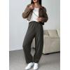 imageEVALESS Womens Fall Elastic High Waisted Baggy Pants Balloon Wide Leg Pants Woman Casual Cropped Length Trouser with PocketsCarbon Grey