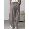 imageEVALESS Womens Fall Elastic High Waisted Baggy Pants Balloon Wide Leg Pants Woman Casual Cropped Length Trouser with PocketsLight Grey