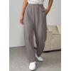 imageEVALESS Womens Fall Elastic High Waisted Baggy Pants Balloon Wide Leg Pants Woman Casual Cropped Length Trouser with PocketsLight Grey