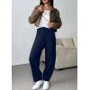 imageEVALESS Womens Fall Elastic High Waisted Baggy Pants Balloon Wide Leg Pants Woman Casual Cropped Length Trouser with PocketsNavy Blue