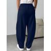 imageEVALESS Womens Fall Elastic High Waisted Baggy Pants Balloon Wide Leg Pants Woman Casual Cropped Length Trouser with PocketsNavy Blue