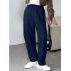 imageEVALESS Womens Fall Elastic High Waisted Baggy Pants Balloon Wide Leg Pants Woman Casual Cropped Length Trouser with PocketsNavy Blue