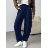 imageEVALESS Womens Fall Elastic High Waisted Baggy Pants Balloon Wide Leg Pants Woman Casual Cropped Length Trouser with PocketsNavy Blue