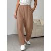 imageEVALESS Womens Fall Elastic High Waisted Baggy Pants Balloon Wide Leg Pants Woman Casual Cropped Length Trouser with PocketsSmoke Gray