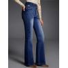 imageEVALESS Womens Flare Bell Bottom Jeans High Waisted Wide Leg Bootcut Jeans Stretchy Denim PantsSail Blue