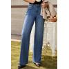 imageEVALESS Womens Jeans Trendy High Waist Straight Leg Wide Leg Frayed Baggy Raw Hem Boyfriends Stretchy Denim PantsBeau Blue