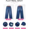 imageEVALESS Womens Jeans Trendy High Waist Straight Leg Wide Leg Frayed Baggy Raw Hem Boyfriends Stretchy Denim PantsBeau Blue