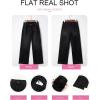 imageEVALESS Womens Jeans Trendy High Waist Straight Leg Wide Leg Frayed Baggy Raw Hem Boyfriends Stretchy Denim PantsBlack
