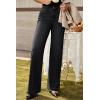 imageEVALESS Womens Jeans Trendy High Waist Straight Leg Wide Leg Frayed Baggy Raw Hem Boyfriends Stretchy Denim PantsBlack