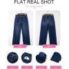 imageEVALESS Womens Jeans Trendy High Waist Straight Leg Wide Leg Frayed Baggy Raw Hem Boyfriends Stretchy Denim PantsDirty Blue